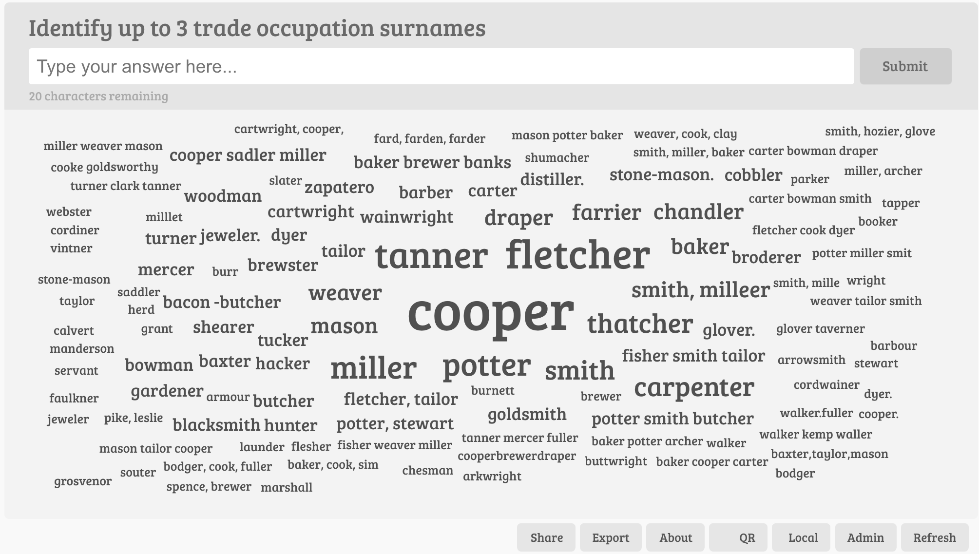 Example of WordCloud activity